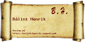Bálint Henrik névjegykártya
