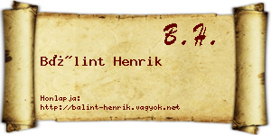 Bálint Henrik névjegykártya